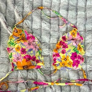 Wild Fable Floral Ruffle Bikini Top